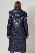 Оптом Пальто утепленное стеганое зимнее женское  темно-синего цвета 448601TS, фото 20
