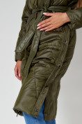 Оптом Пальто утепленное стеганое зимнее женское  темно-зеленого цвета 448601TZ в Екатеринбурге, фото 17