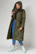 Оптом Пальто утепленное стеганое зимнее женское  темно-зеленого цвета 448601TZ в Казани, фото 12