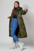 Оптом Пальто утепленное стеганое зимнее женское  темно-зеленого цвета 448601TZ в Екатеринбурге, фото 9