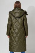 Оптом Пальто утепленное стеганое зимнее женское  темно-зеленого цвета 448601TZ в Казани, фото 19