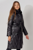 Оптом Пальто утепленное стеганое зимнее женское  черного цвета 448602Ch, фото 3