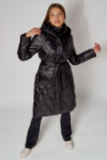Оптом Пальто утепленное стеганое зимнее женское  черного цвета 448602Ch в Казани, фото 13