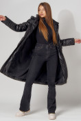 Оптом Пальто утепленное стеганое зимнее женское  черного цвета 448602Ch в Казани, фото 6