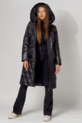 Оптом Пальто утепленное стеганое зимнее женское  черного цвета 448602Ch в Екатеринбурге, фото 8