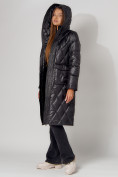 Оптом Пальто утепленное стеганое зимнее женское  черного цвета 448602Ch в Казани, фото 9