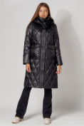 Оптом Пальто утепленное стеганое зимнее женское  черного цвета 448602Ch, фото 10