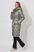 Оптом Пальто утепленное стеганое зимнее женское  цвета хаки 448602Kh в Екатеринбурге, фото 2