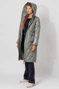Оптом Пальто утепленное стеганое зимнее женское  цвета хаки 448602Kh в Екатеринбурге, фото 14