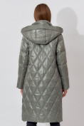 Оптом Пальто утепленное стеганое зимнее женское  цвета хаки 448602Kh в Екатеринбурге, фото 18