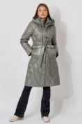 Оптом Пальто утепленное стеганое зимнее женское  цвета хаки 448602Kh в Екатеринбурге