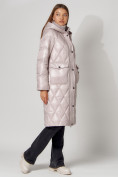 Оптом Пальто утепленное стеганое зимнее женское  розового цвета 448602R в Екатеринбурге, фото 12