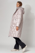 Оптом Пальто утепленное стеганое зимнее женское  розового цвета 448602R в Екатеринбурге, фото 4