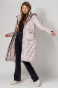 Оптом Пальто утепленное стеганое зимнее женское  розового цвета 448602R в Екатеринбурге, фото 5