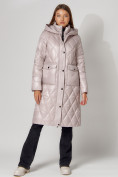 Оптом Пальто утепленное стеганое зимнее женское  розового цвета 448602R, фото 10