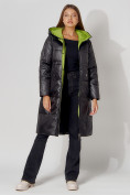 Оптом Пальто утепленное стеганое зимние женское  черного цвета 448613Ch в Екатеринбурге