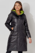 Оптом Пальто утепленное стеганое зимние женское  черного цвета 448613Ch в Екатеринбурге, фото 11