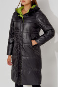 Оптом Пальто утепленное стеганое зимние женское  черного цвета 448613Ch в Екатеринбурге, фото 14