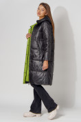 Оптом Пальто утепленное стеганое зимние женское  черного цвета 448613Ch в Екатеринбурге, фото 3