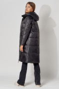 Оптом Пальто утепленное стеганое зимние женское  черного цвета 448613Ch в Екатеринбурге, фото 5