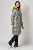 Оптом Пальто утепленное стеганое зимние женское  цвета хаки 448613Kh в Екатеринбурге, фото 9
