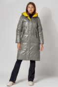 Оптом Пальто утепленное стеганое зимние женское  цвета хаки 448613Kh в Екатеринбурге, фото 7