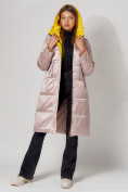 Оптом Пальто утепленное стеганое зимние женское  розового цвета 448613R в Екатеринбурге, фото 12