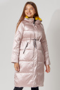 Оптом Пальто утепленное стеганое зимние женское  розового цвета 448613R в Екатеринбурге, фото 3