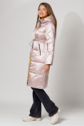Оптом Пальто утепленное стеганое зимние женское  розового цвета 448613R в Екатеринбурге, фото 4