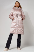 Оптом Пальто утепленное стеганое зимние женское  розового цвета 448613R в Екатеринбурге