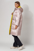 Оптом Пальто утепленное стеганое зимние женское  розового цвета 448613R в Екатеринбурге, фото 9
