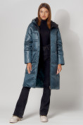 Оптом Пальто утепленное стеганое зимние женское  синего цвета 448613S в Екатеринбурге, фото 3