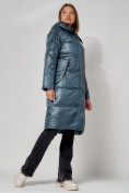 Оптом Пальто утепленное стеганое зимние женское  синего цвета 448613S в Екатеринбурге, фото 9