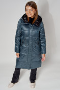 Оптом Пальто утепленное стеганое зимние женское  синего цвета 448613S в Екатеринбурге, фото 10