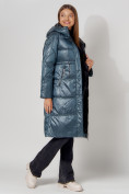 Оптом Пальто утепленное стеганое зимние женское  синего цвета 448613S в Екатеринбурге, фото 4