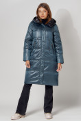 Оптом Пальто утепленное стеганое зимние женское  синего цвета 448613S в Екатеринбурге, фото 6