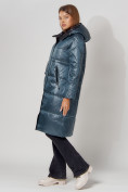 Оптом Пальто утепленное стеганое зимние женское  синего цвета 448613S в Екатеринбурге, фото 7