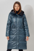 Оптом Пальто утепленное стеганое зимние женское  синего цвета 448613S в Екатеринбурге, фото 8