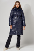 Оптом Пальто утепленное стеганое зимние женское  темно-синего цвета 448613TS в Казани, фото 7