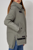 Оптом Полупальто утепленное зимнее женское  цвета хаки 448881Kh в Екатеринбурге, фото 10