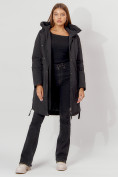 Оптом Пальто утепленное зимнее женское  черного цвета 448882Ch в Екатеринбурге, фото 2