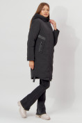 Оптом Пальто утепленное зимнее женское  черного цвета 448882Ch в Екатеринбурге, фото 8