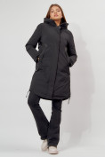 Оптом Пальто утепленное зимнее женское  черного цвета 448882Ch в Екатеринбурге, фото 9