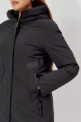 Оптом Пальто утепленное зимнее женское  черного цвета 448882Ch в Екатеринбурге, фото 12