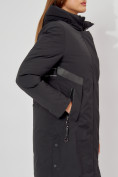 Оптом Пальто утепленное зимнее женское  черного цвета 448882Ch в Екатеринбурге, фото 13