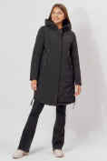 Оптом Пальто утепленное зимнее женское  черного цвета 448882Ch в Екатеринбурге, фото 7