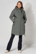 Оптом Пальто утепленное зимнее женское  цвета хаки 448882Kh в Екатеринбурге, фото 9