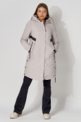 Оптом Пальто утепленное зимнее женское  светло-серого цвета 448882SS в Екатеринбурге, фото 11