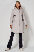 Оптом Пальто утепленное зимнее женское  светло-серого цвета 448882SS в Екатеринбурге, фото 12