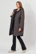 Оптом Пальто утепленное зимнее женское  темно-серого цвета 448882TC в Екатеринбурге, фото 11